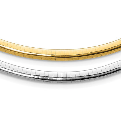 14K Two-Tone Lt Reversible 5mm Omega W/Extender Necklace