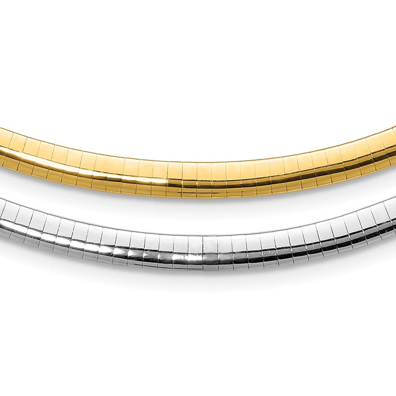 14K Two-Tone Lt Reversible 5mm Omega W/Extender Necklace