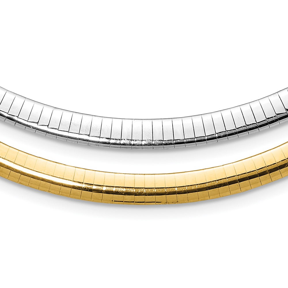 14K Two-Tone Lt Reversible 6mm Omega W/Extender Necklace
