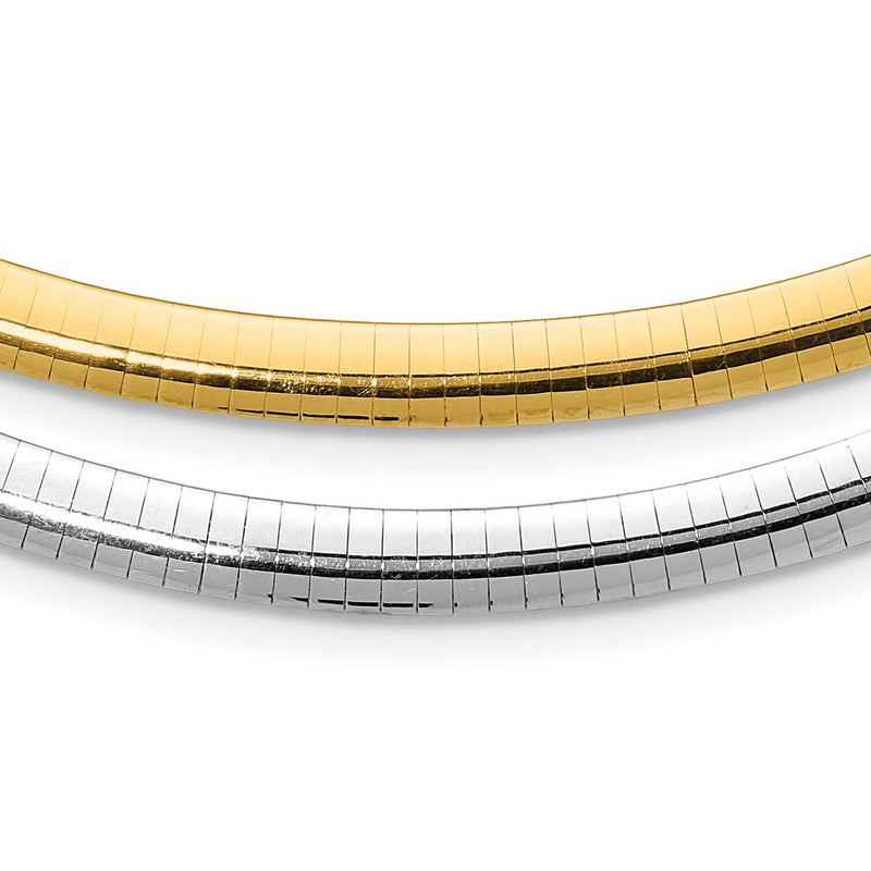 14K Two-Tone Lt Reversible 6mm Omega W/Extender Necklace