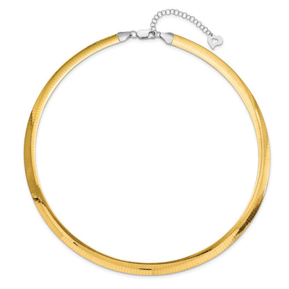 14K Two-Tone Lt Reversible 8mm Omega W/Extender Necklace