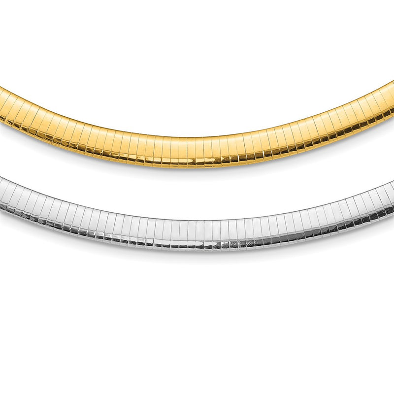 14K Two-Tone Lt Reversible 8mm Omega W/Extender Necklace
