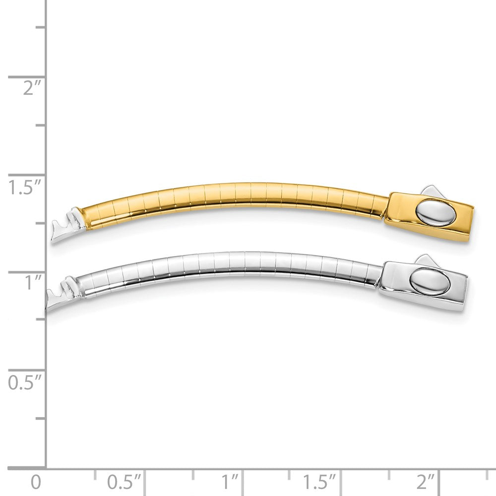 14K Two-Tone 3mm White & Yellow Domed Omega Extender for Necklace