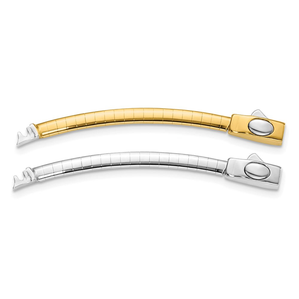 14K Two-Tone 3mm White & Yellow Domed Omega Extender for Necklace