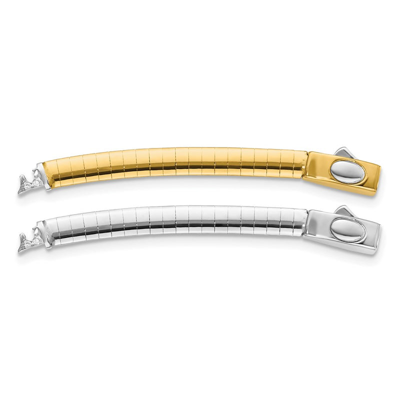 14K Two-Tone 4mm White & Yellow Domed Omega Extender for Necklace