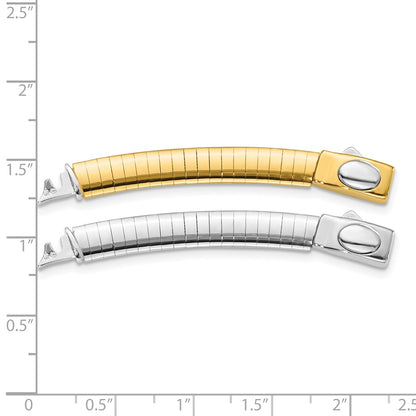 14K Two-Tone 6mm White & Yellow Domed Omega Extender for Necklace