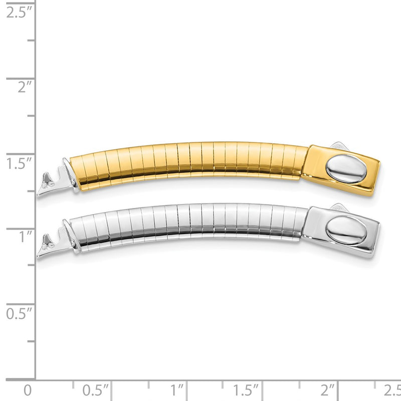 14K Two-Tone 6mm White & Yellow Domed Omega Extender for Necklace