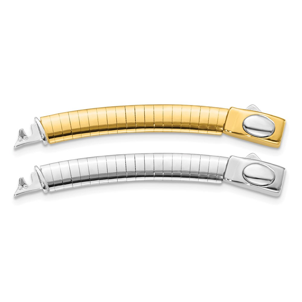 14K Two-Tone 6mm White & Yellow Domed Omega Extender for Necklace