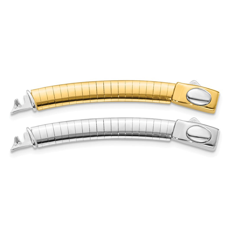 14K Two-Tone 6mm White & Yellow Domed Omega Extender for Necklace