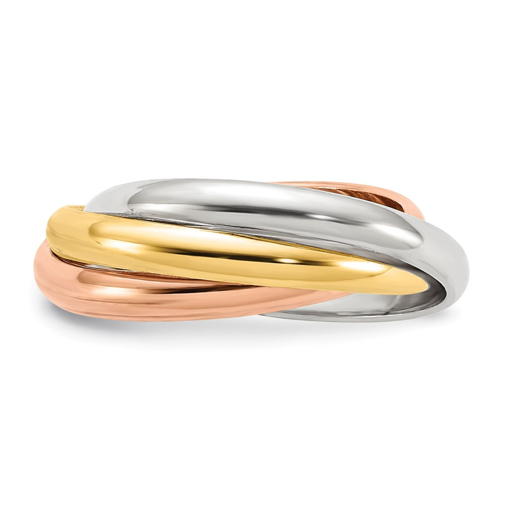 14k Tri-color Gold Polished Rolling Ring