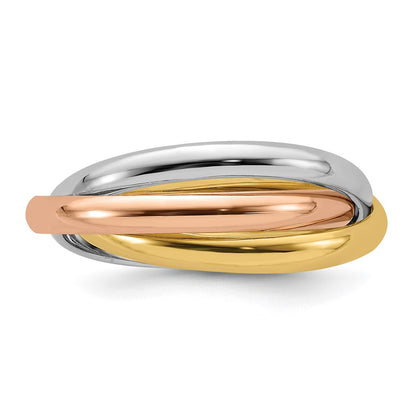 14k Tri-color Gold Polished Rolling Ring