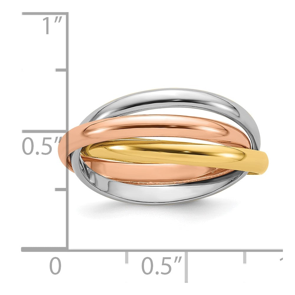 14k Tri-color Gold Polished Rolling Ring