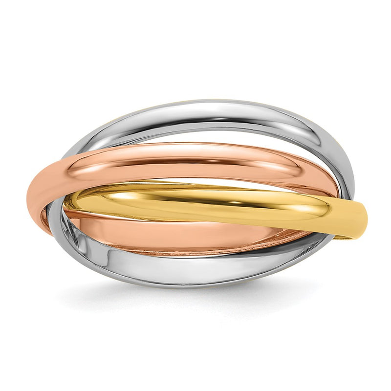 14k Tri-color Gold Polished Rolling Ring