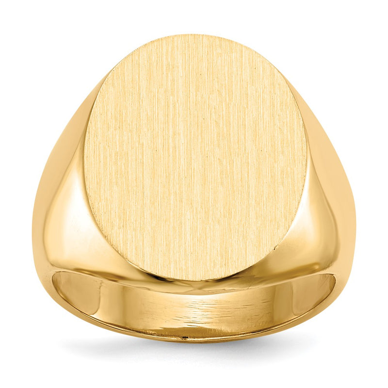 14K Yellow Gold 15.5x19.0mm Closed Back Mens Signet Ring