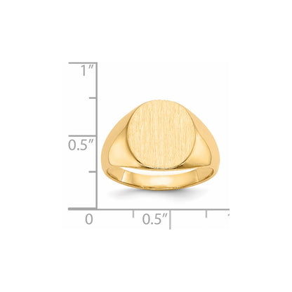 14K Yellow Gold 13x12mm Closed Back Mens Signet Ring