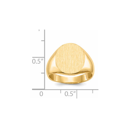 14K Yellow Gold 14.0x12.5mm Closed Back Signet Ring
