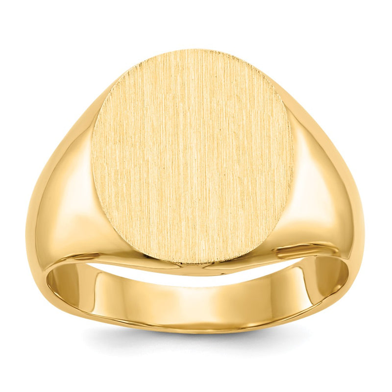 14K Yellow Gold 14.0x12.5mm Closed Back Signet Ring