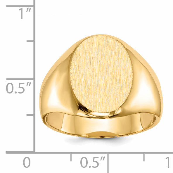 14K Yellow Gold 16.0x11.5mm Closed Back Men's Signet Ring