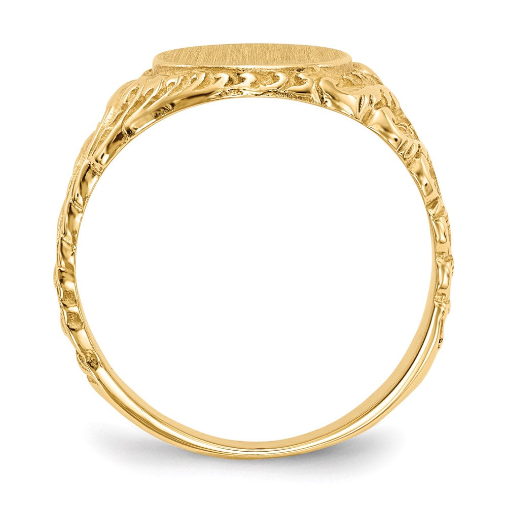 14k yellow gold 13 0x10 5mm closed back mens signet ring rs149