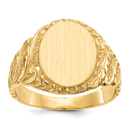 10K Yellow Gold 10Ky 13.0X10.5mm Closed Back Men'S Signet Ring