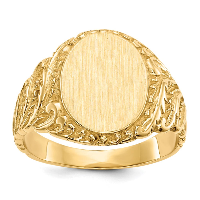 10K Yellow Gold 10Ky 13.0X10.5mm Closed Back Men'S Signet Ring