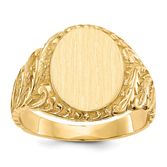 14k yellow gold 13 0x10 5mm closed back mens signet ring rs149