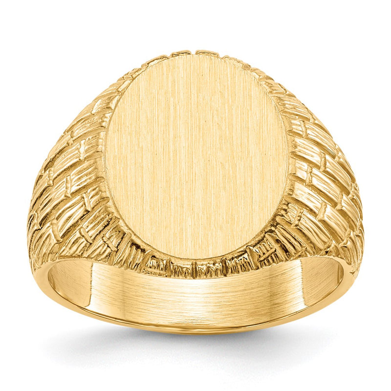 14K Yellow Gold 15.0x12.0mm Closed Back Men's Signet Ring
