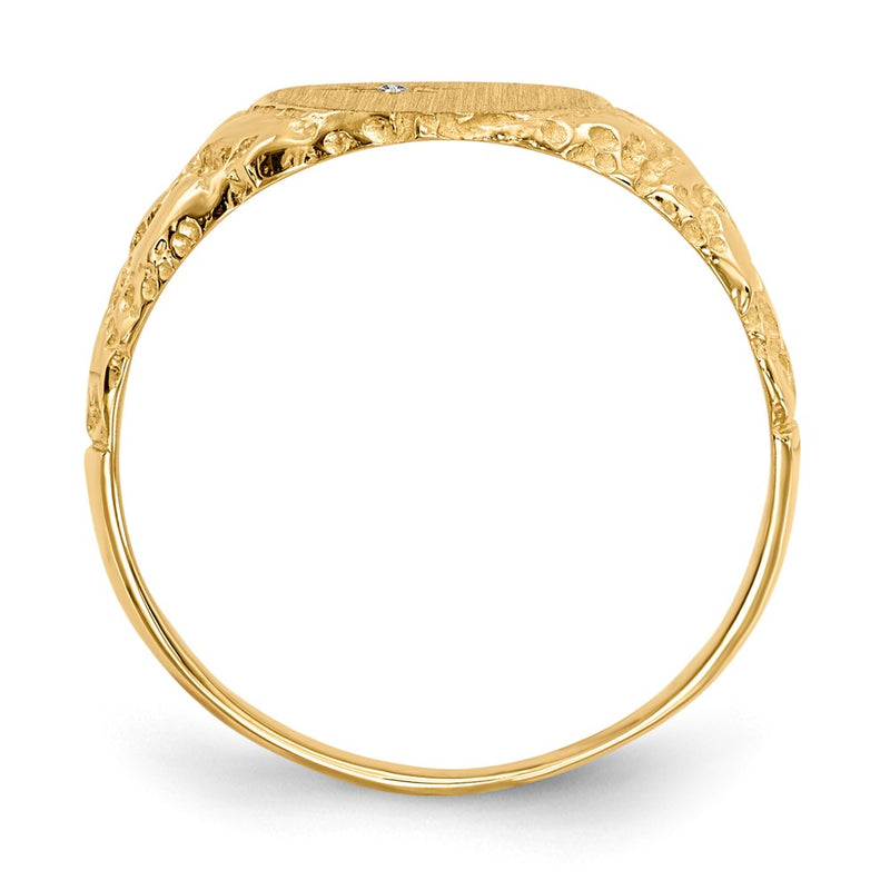 14K Yellow Gold 11.0X9.0mm Closed Back A Diamond Signet Ring