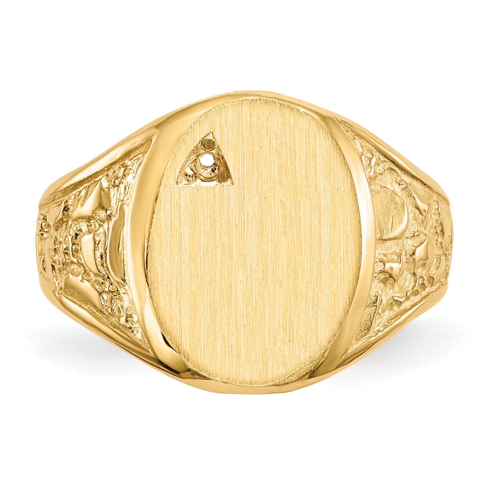 14K Yellow Gold 15.0X11.0mm Open Back Diamond Men'S Signet Ring Mounting
