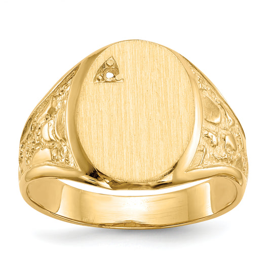 14K Yellow Gold 15.0X11.0mm Open Back Diamond Men'S Signet Ring Mounting