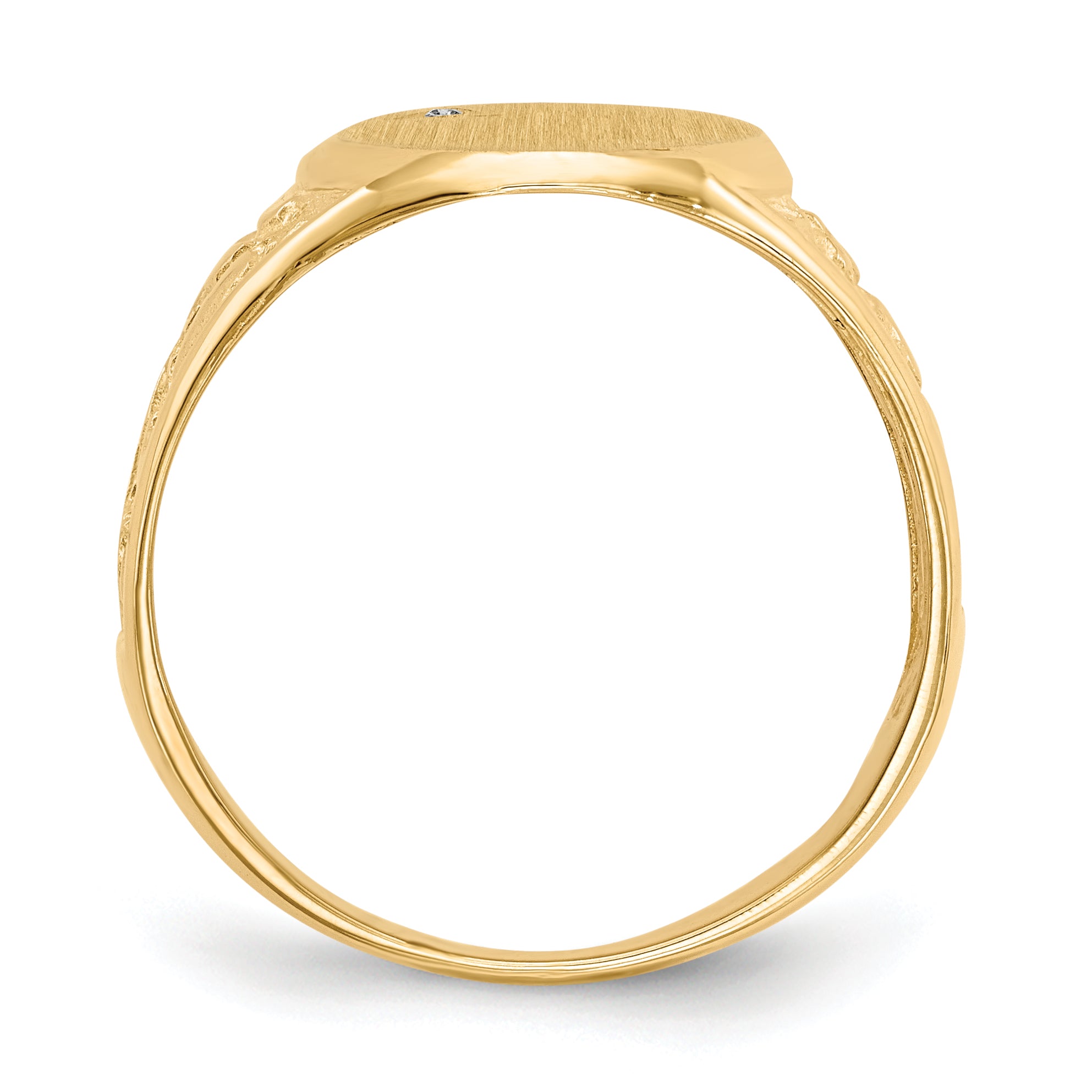 14K Yellow Gold 15.0X11.0mm Open Back Aaa Diamond Men'S Signet Ring