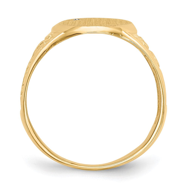 14K Yellow Gold 15.0X11.0mm Open Back Vs Diamond Men'S Signet Ring
