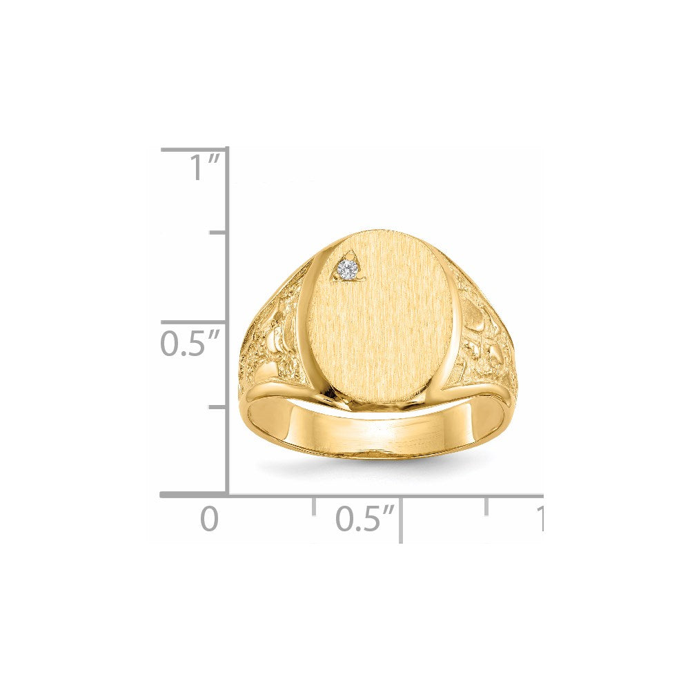 14K Yellow Gold 15.0X11.0mm Open Back Aaa Diamond Men'S Signet Ring
