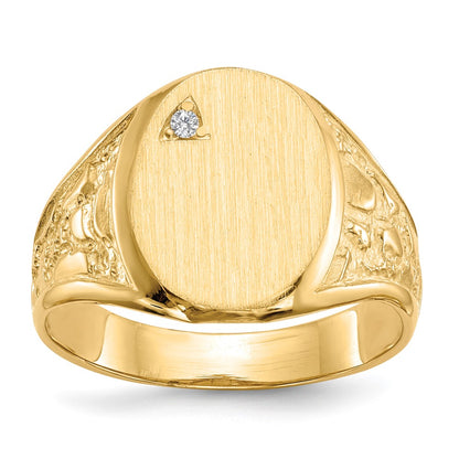14K Yellow Gold 15.0X11.0mm Open Back Aaa Diamond Men'S Signet Ring