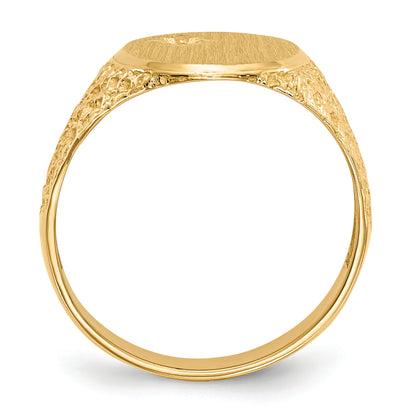 14K Yellow Gold 16.0X12.0mm Open Back Diamond Men'S Signet Ring Mounting
