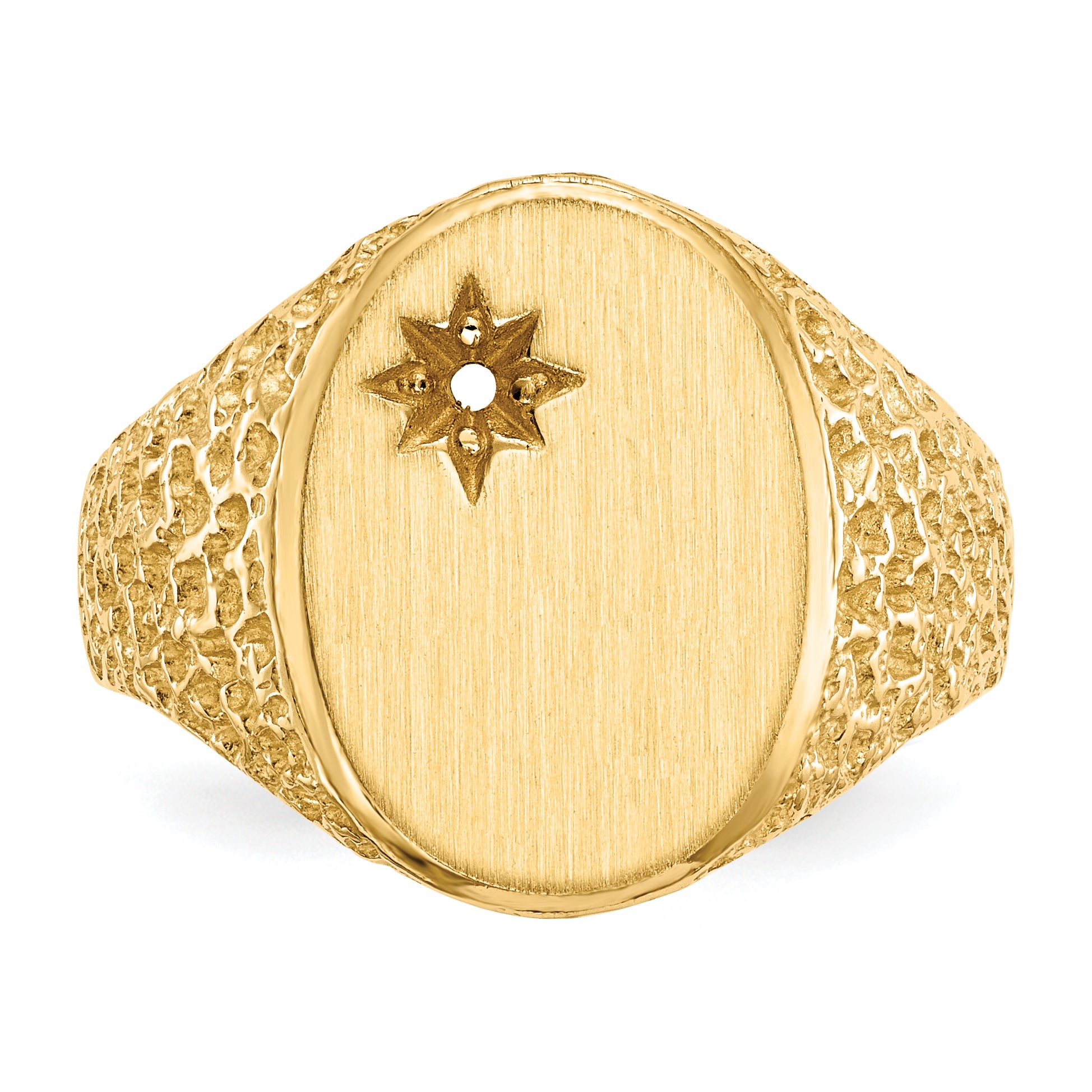 14K Yellow Gold 16.0X12.0mm Open Back Diamond Men'S Signet Ring Mounting