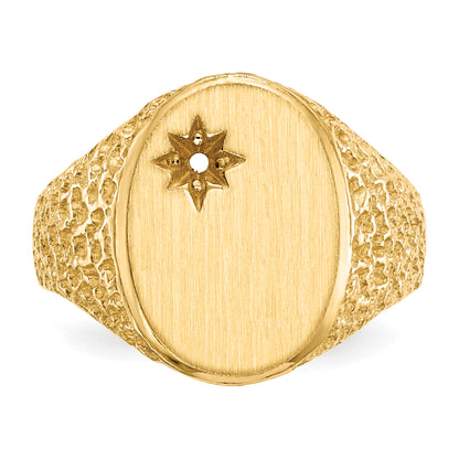 14K Yellow Gold 16.0X12.0mm Open Back Diamond Men'S Signet Ring Mounting
