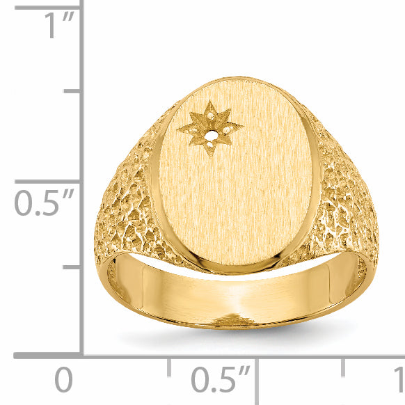 14K Yellow Gold 16.0X12.0mm Open Back Diamond Men'S Signet Ring Mounting