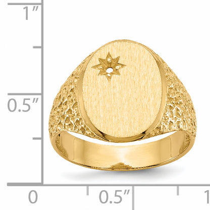 14K Yellow Gold 16.0X12.0mm Open Back Diamond Men'S Signet Ring Mounting