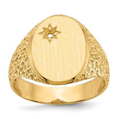 14K Yellow Gold 16.0X12.0mm Open Back Diamond Men'S Signet Ring Mounting