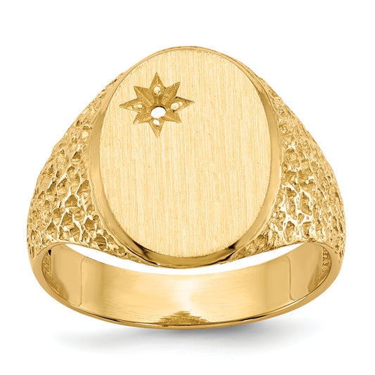 14K Yellow Gold 16.0X12.0mm Open Back Diamond Men'S Signet Ring Mounting