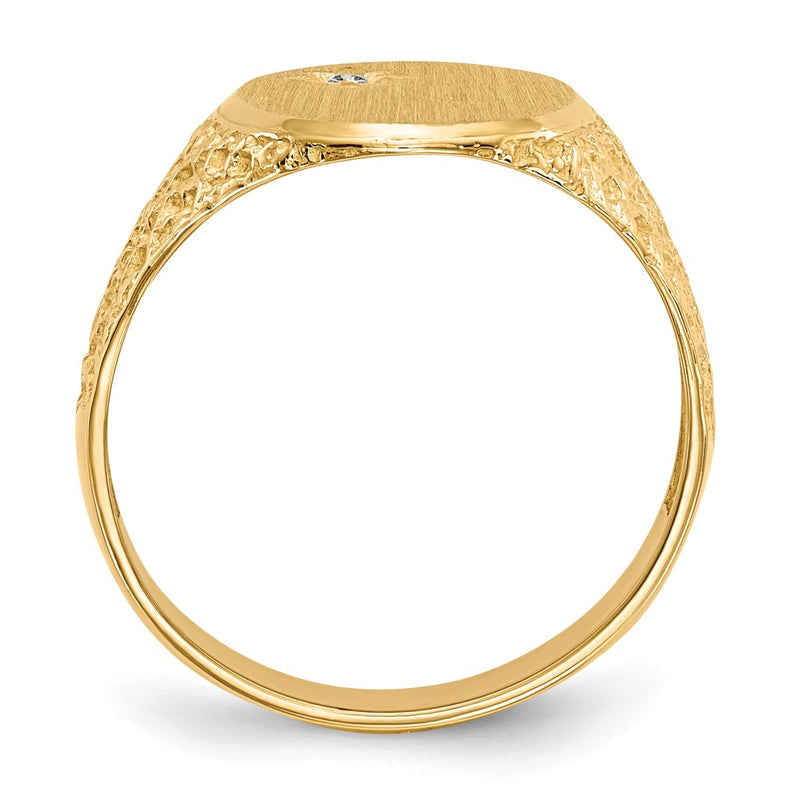 14K Yellow Gold 16.0X12.0mm Open Back Vs Diamond Men'S Signet Ring