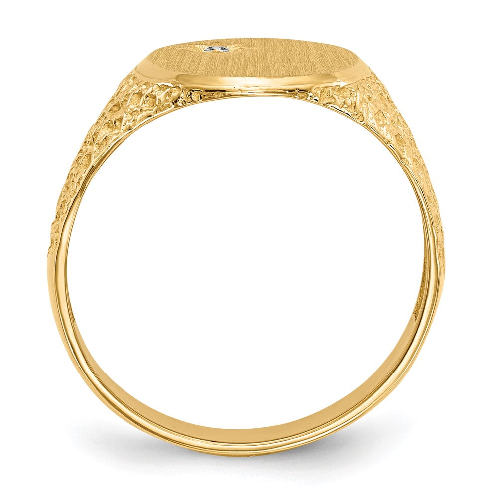 14K Yellow Gold 16.0X12.0mm Open Back Aaa Diamond Men'S Signet Ring