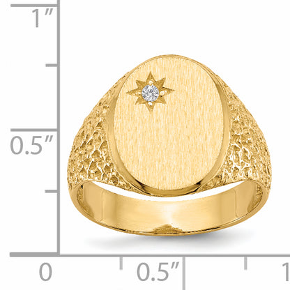 14K Yellow Gold 16.0X12.0mm Open Back A Diamond Men'S Signet Ring