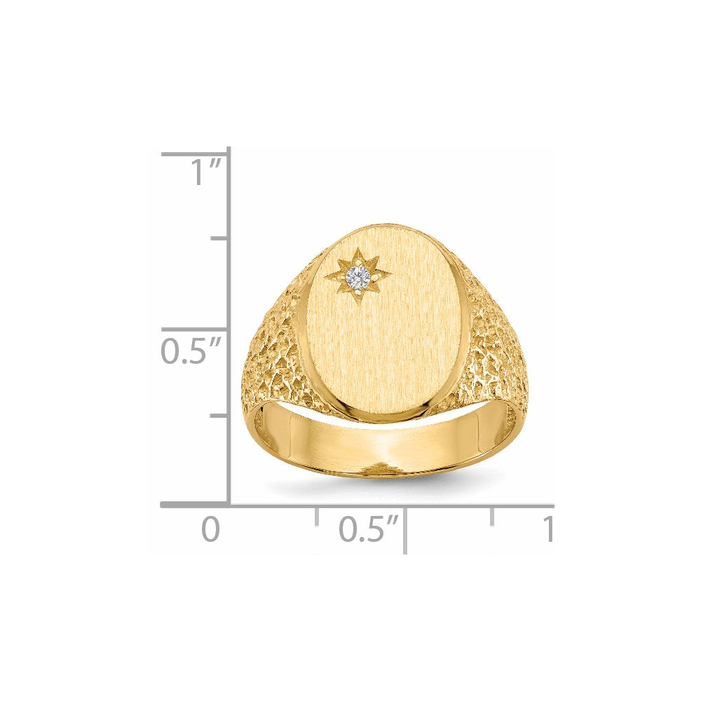 14K Yellow Gold 16.0X12.0mm Open Back Aaa Diamond Men'S Signet Ring