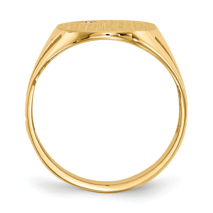 14K Yellow Gold 16.0X14.0mm Open Back Vs Diamond Men'S Signet Ring