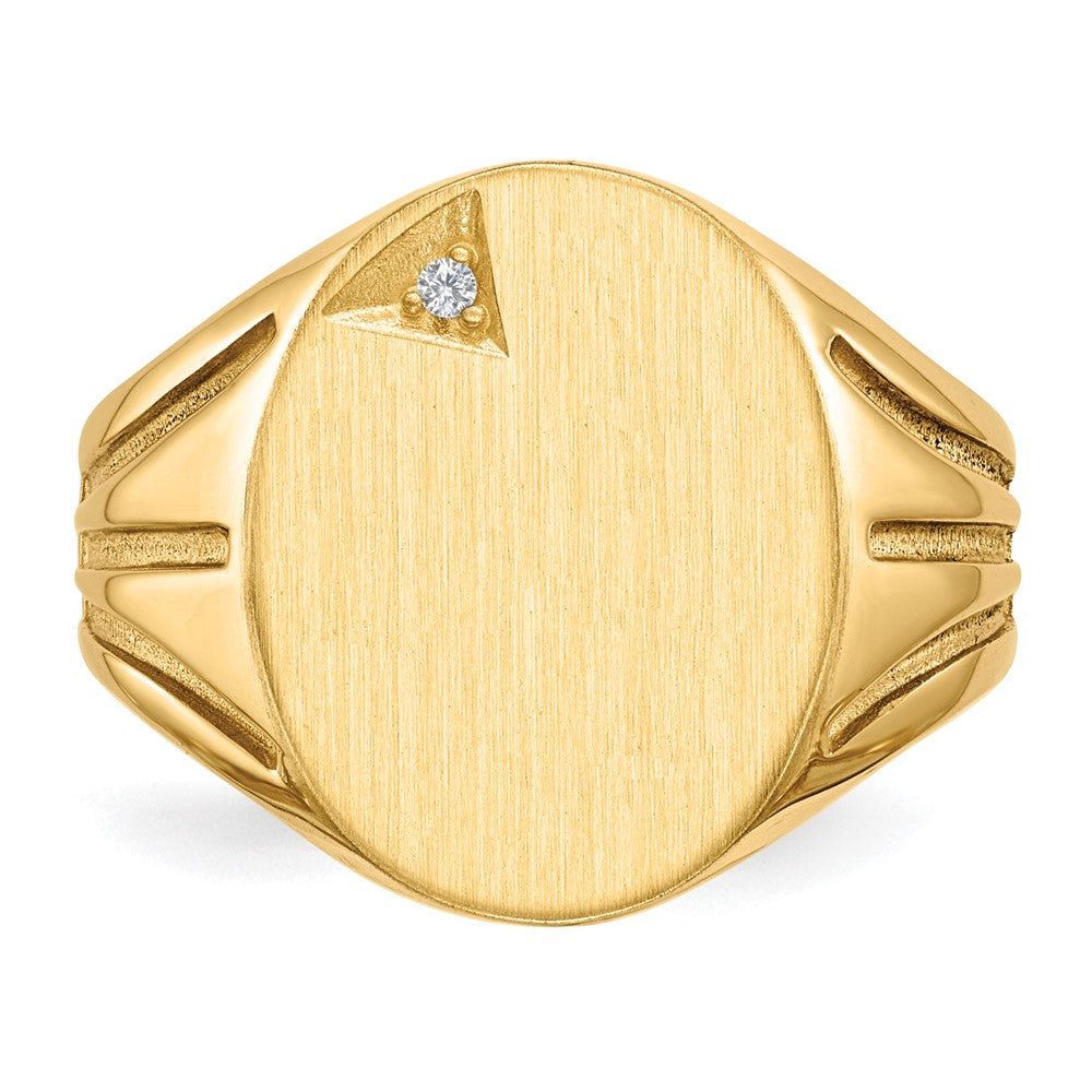 14K Yellow Gold 16.0X14.0mm Open Back Aaa Diamond Men'S Signet Ring