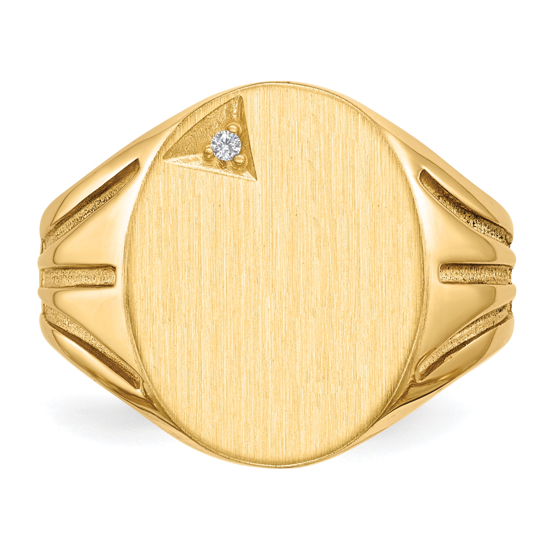 14K Yellow Gold 16.0X14.0mm Open Back Vs Diamond Men'S Signet Ring