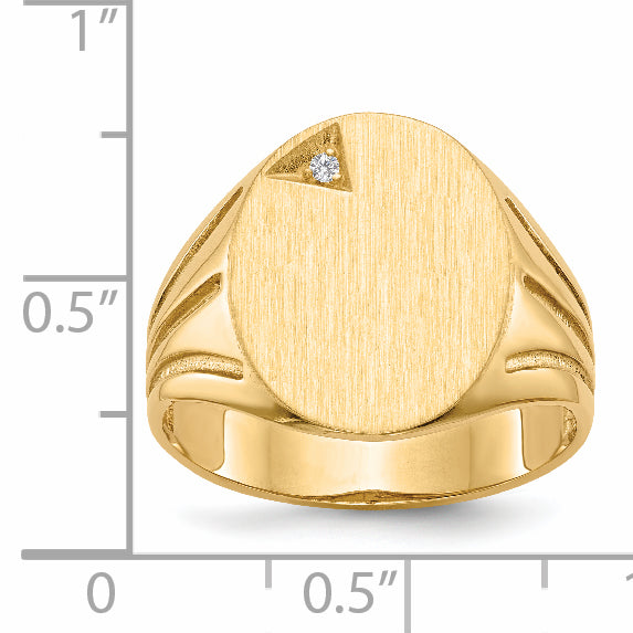 14K Yellow Gold 16.0X14.0mm Open Back Vs Diamond Men'S Signet Ring