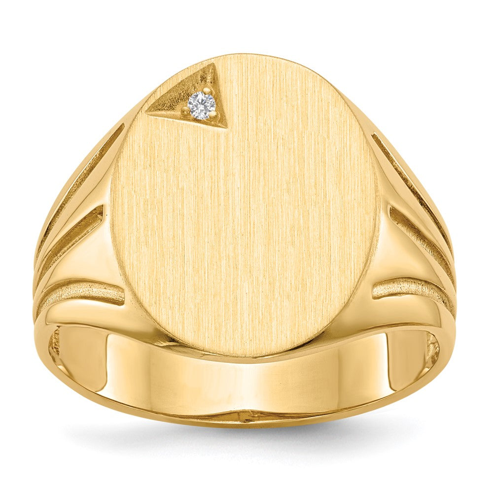 14K Yellow Gold 16.0X14.0mm Open Back Aa Diamond Men'S Signet Ring